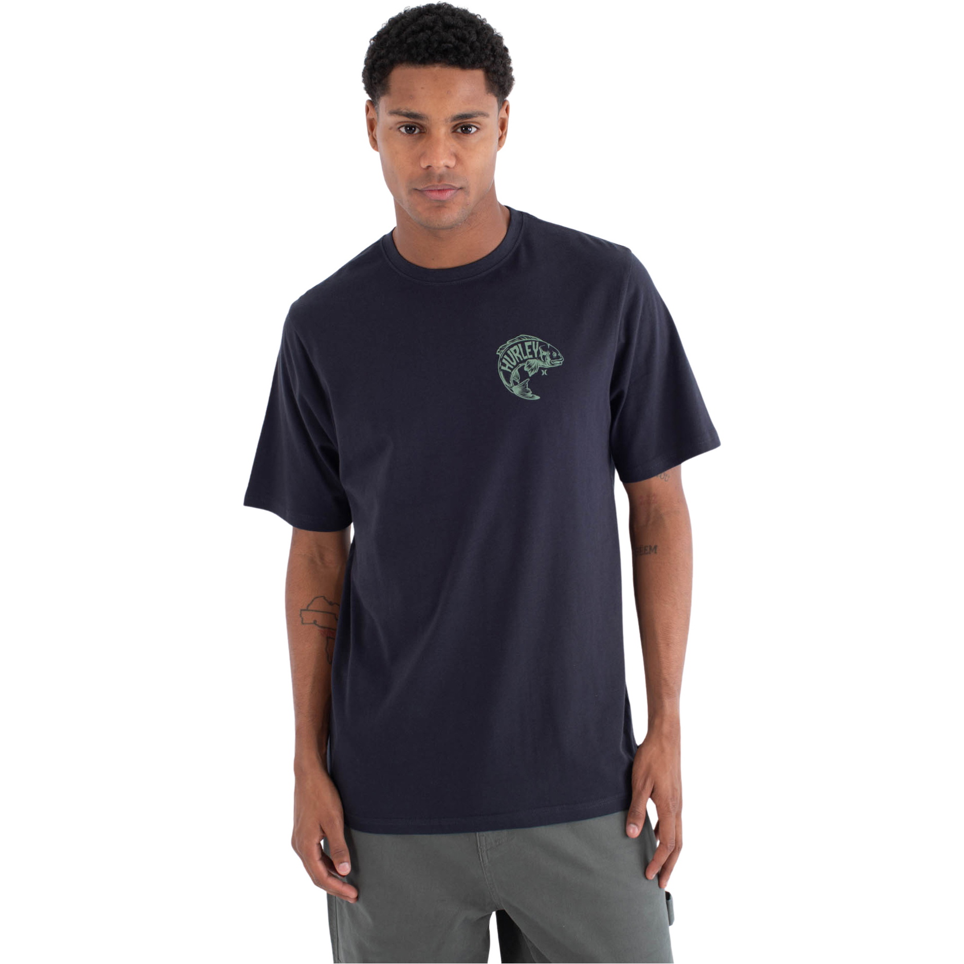 2026 Hurley Da Uomo Stampa Press Serrot Maglia Corta Manica T-Shirt MTSEUED0031 - Obsidian
